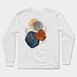 Modern Abstract Blush, Terra-Cotta and Navy Blue Long Sleeve T-Shirt